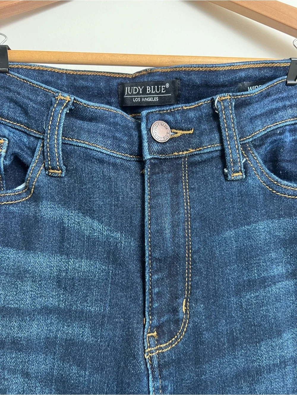 Judy Blue High Rise Wide Leg Cropped Jeans Size 9/29 Dark Wash Raw Hem
